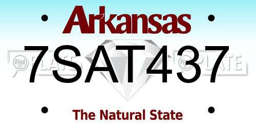 7SAT437 Arkansas License Plate