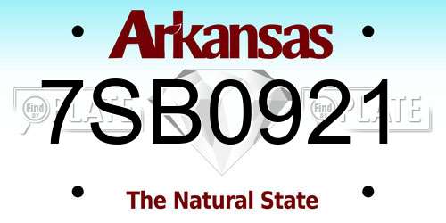 7SB0921 Arkansas License Plate