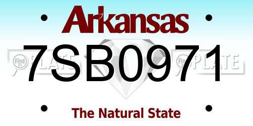 7SB0971 Arkansas License Plate