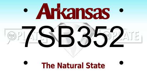 7SB352 Arkansas License Plate