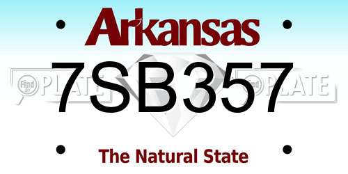 7SB357 Arkansas License Plate