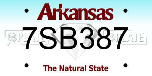 7SB387 Arkansas License Plate
