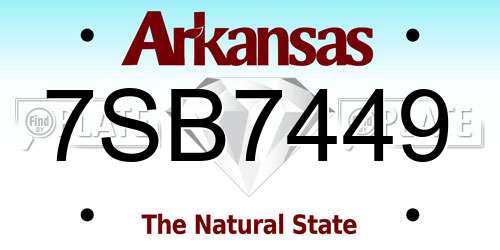 7SB7449 Arkansas License Plate