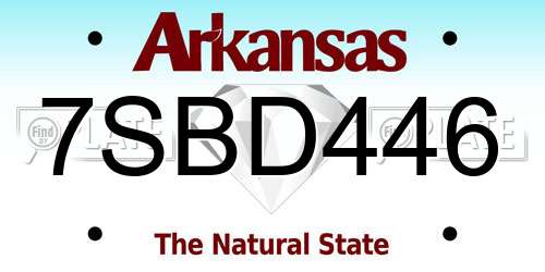 7SBD446 Arkansas License Plate