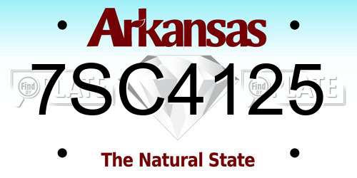 7SC4125 Arkansas License Plate