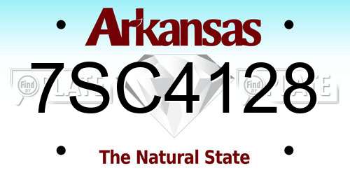 7SC4128 Arkansas License Plate