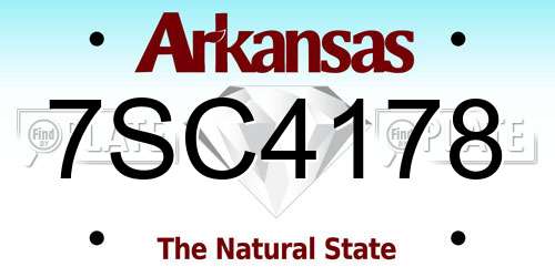 7SC4178 Arkansas License Plate