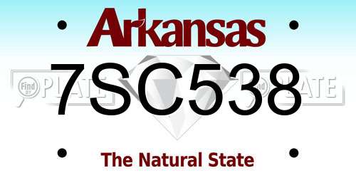 7SC538 Arkansas License Plate