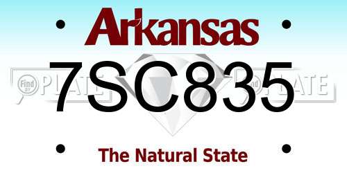 7SC835 Arkansas License Plate