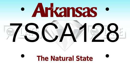 7SCA128 Arkansas License Plate