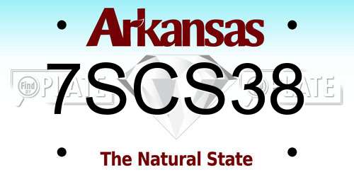 7SCS38 Arkansas License Plate