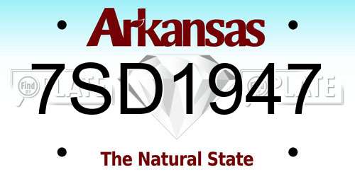 7SD1947 Arkansas License Plate