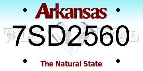 7SD2560 Arkansas License Plate