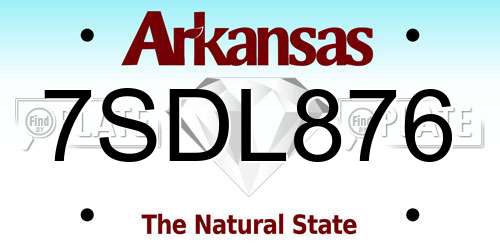 7SDL876 Arkansas License Plate