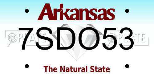 7SDO53 Arkansas License Plate