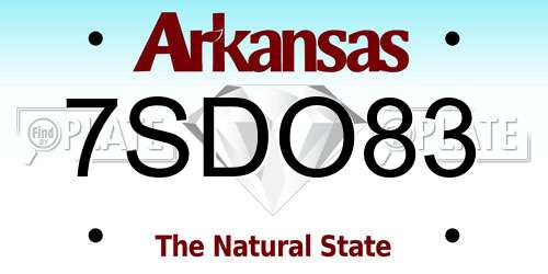 7SDO83 Arkansas License Plate