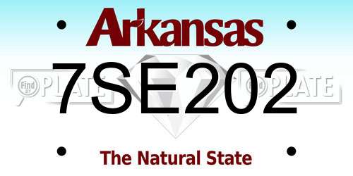 7SE202 Arkansas License Plate