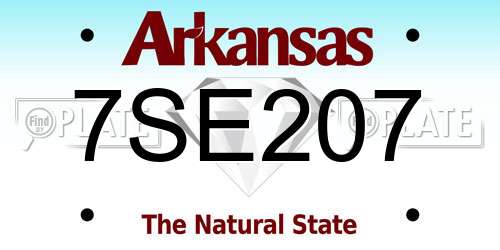 7SE207 Arkansas License Plate