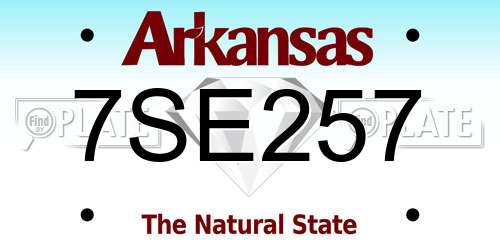 7SE257 Arkansas License Plate