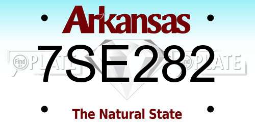 7SE282 Arkansas License Plate