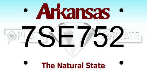 7SE752 Arkansas License Plate