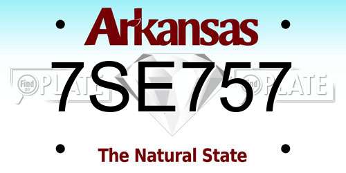 7SE757 Arkansas License Plate