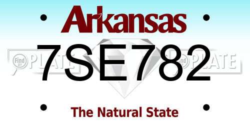 7SE782 Arkansas License Plate