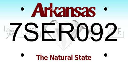 7SER092 Arkansas License Plate