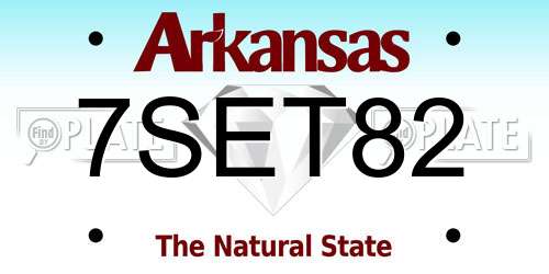 7SET82 Arkansas License Plate