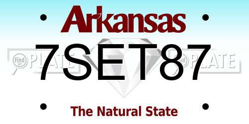 7SET87 Arkansas License Plate