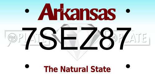 7SEZ87 Arkansas License Plate