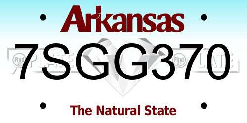 7SGG370 Arkansas License Plate