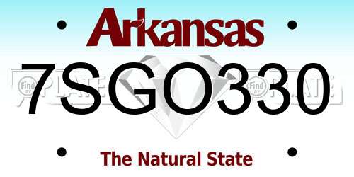 7SGO330 Arkansas License Plate