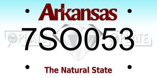 7SO053 Arkansas License Plate