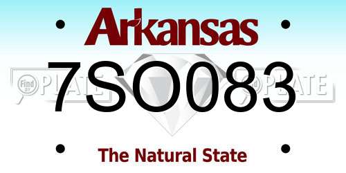 7SO083 Arkansas License Plate