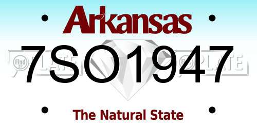 7SO1947 Arkansas License Plate