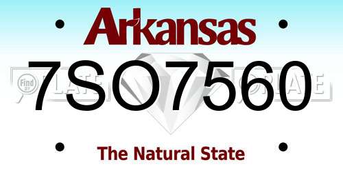 7SO7560 Arkansas License Plate