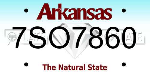 7SO7860 Arkansas License Plate