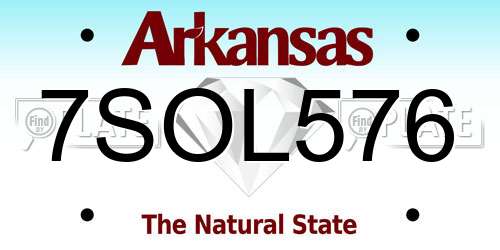 7SOL576 Arkansas License Plate