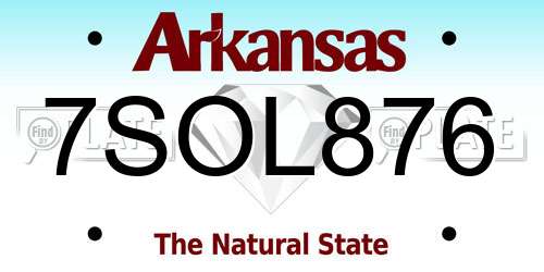 7SOL876 Arkansas License Plate