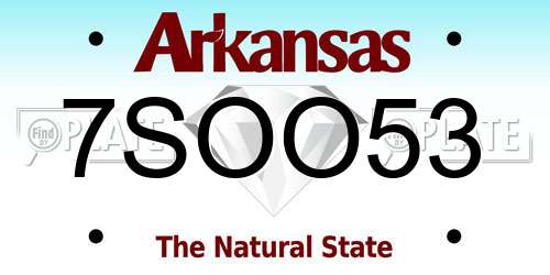7SOO53 Arkansas License Plate