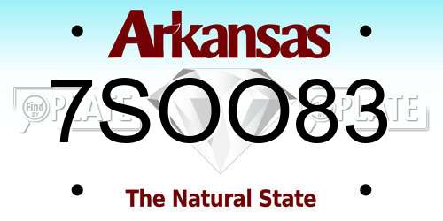 7SOO83 Arkansas License Plate