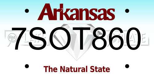 7SOT860 Arkansas License Plate
