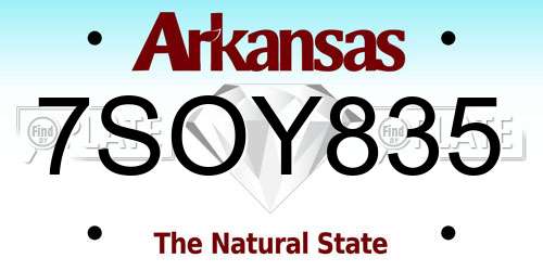 7SOY835 Arkansas License Plate