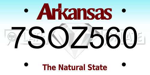 7SOZ560 Arkansas License Plate