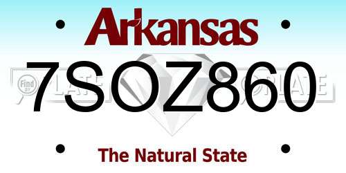 7SOZ860 Arkansas License Plate