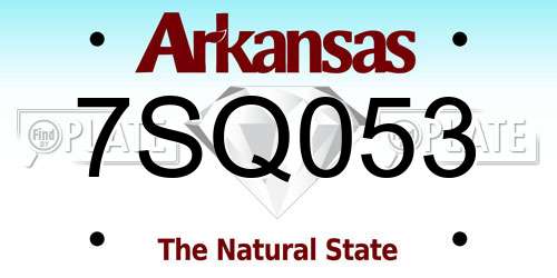 7SQ053 Arkansas License Plate