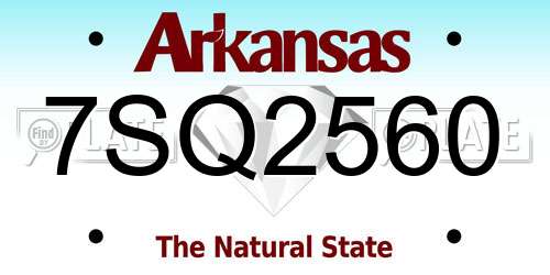7SQ2560 Arkansas License Plate