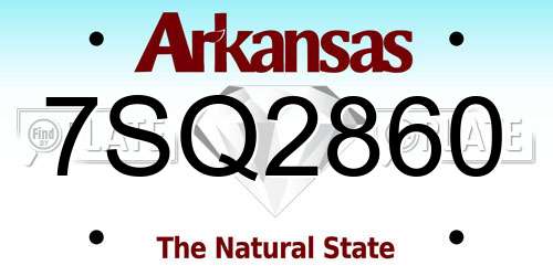 7SQ2860 Arkansas License Plate