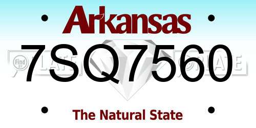 7SQ7560 Arkansas License Plate
